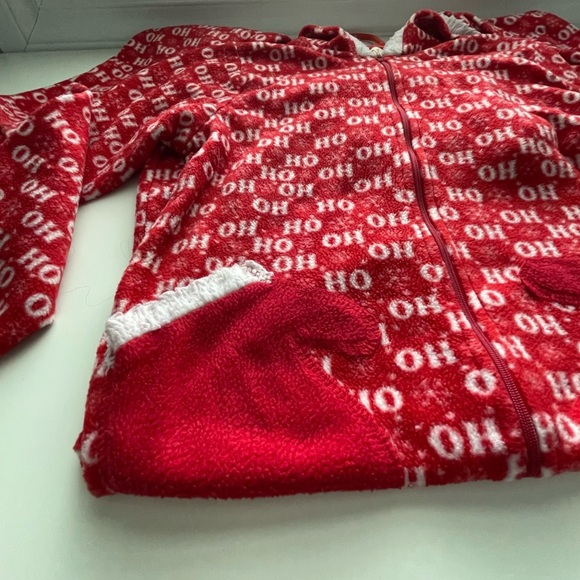 Festive Red 'Ho Ho Ho' Hooded Onesie/Jumpsuit Size Medium - Picture 2 of 7